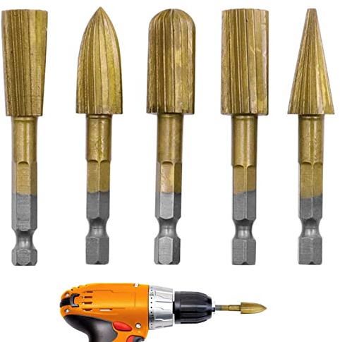 - Fresas giratorias de varilla hexagonal | Lote de 5 limas para fresas rotativas HSS, Hex Shank HSS Burrs Bit Mill Cutter OutiSculpture para hierro de aluminio