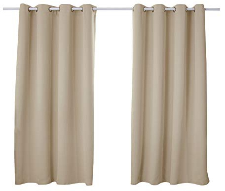 WOLTU Verdunklungsvorhänge mit Ösen Gardinen Blickdicht 135x175cm Sand | 2er Set, 250g/m² schwere Gardinen mit Sichtschutz, Thermovorhang für Wohnzimmer und Schlafzimmer, Länge 245 cm