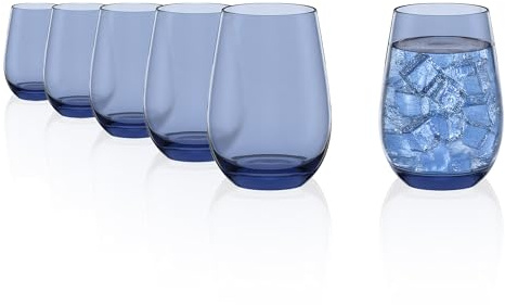 Stölzle Lausitz Verres à Boire Elements Kids Gris Bleu Set de 6 x 335 ml – Verres en Cristal pour Eau Jus et Cocktails – Résistants aux Chocs et au Lave-Vaisselle – Élégants pour Usage Quotidien