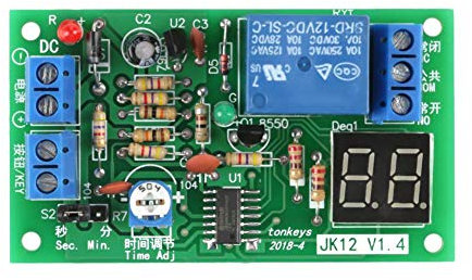 DC12V Relais Temporisé Réglable Module de Relais de Minuterie Microcontrôleur Compte à Rebours avec Affichage LED Numérique Minuteur Déclenchement Règlable 1-99s / 1-99min