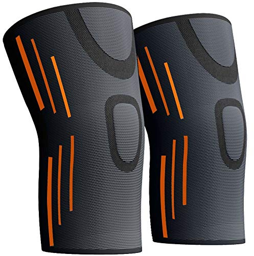 KGONE Knee Support (Pair) Compression Sleeves for Men and Women - Knee Brace for Arthritis, Joint Pain, Injury, Tennis, Gym, Cycling, Running, Squats, Sports