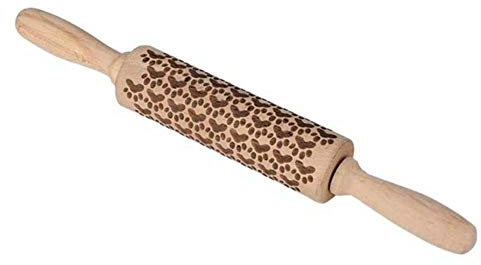 In Legno Mattarello, Antiaderente Laser Rilievo W/Animale Motivo Mattarello Fondente Torta Dough Incisione Roller Cottura Al Forno Decorazione Biscotto Cookie Pasta Cioccolato Goffrato Stampo - 43x5cm