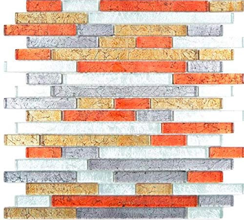 Transparentes Crystal Mosaik Verbund Glasmosaik gold silber schwarz rot Struktur Wand Küche Dusche Bad Fliesenspiegel|WB87-71739|1Matte