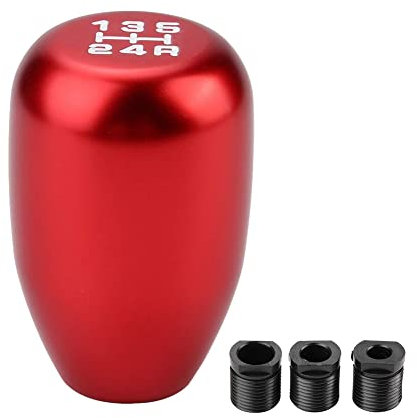 Fydun Pomello Cambio Universale, 5 Marce Pomello del Cambio Manuale con 3 Adattatori 8mM 10mM 12mm Pomello Leva del Cambio per Auto Manopola Cambio Ad Alta Sensibilità(Rosso)