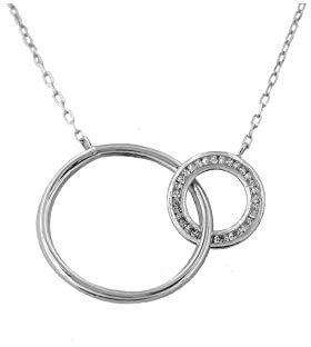 HalsketteCircles mit doppeltem Kreis aus 18-karätigem Weißgold | Priority | Halskette aus Weißgold | Halsreif | Geschenk | Elegante Halskette | 18 Karat | Paar-Halskette