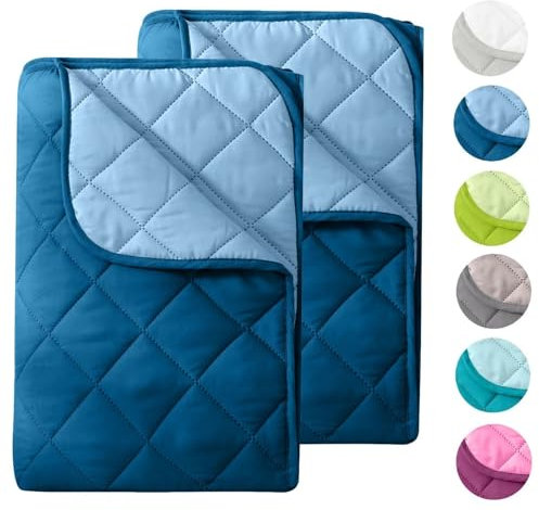 wometo 2 Stück Microfaser Sommer Steppbett Wende-Design 135x200 oekoTex – dunkelblau und blau Kochfest 95° Sommerbettdecke Leichtsteppbett I ohne Bezug verwendbar I 2er Set