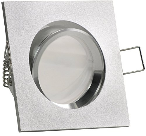 trendlights24 Canto LED Einbaustrahler dimmbar flach 230V Alu 5W 5er Set | ultra flach, Einbautiefe 35 mm, Spots, Neutralweiß, 4000k, austauschbar, Decken Einbauleuchte, Alu Silber, eckig, schwenkbar