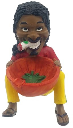 Rasta Figurine Unique Ashtray, Man Sitting Smoking Joint Ash tray Bowl Holder Party Great Gag Gifts for Men, White Elephant Gifts for Humor, Secret Santa (Multicolored)