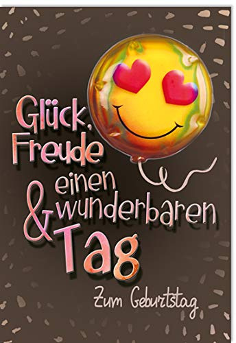 KE - 3D-Ballon Geburtstagskarte, Glückwunsch-Karte mit Umschlag, Geschenk-Idee, DIN B6 Format, Motiv: Wunderbar
