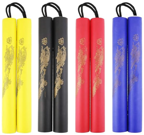 Wpxmer 4 Pack Safe Foam Rubber Training Sticks, Martial Art Sticks for Kids & Beginners Practice and Training