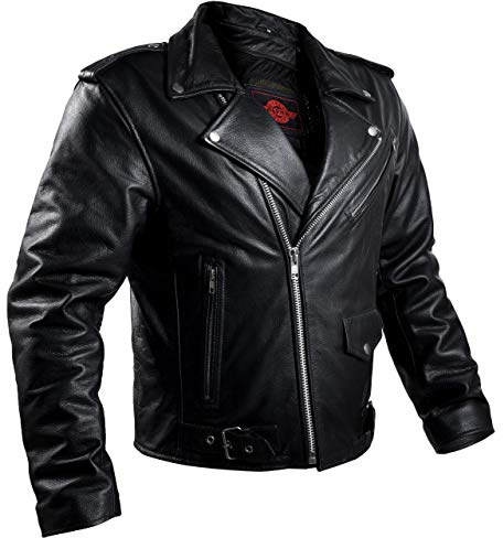 Alpha Black Leather Motorcycle Jacket – Motorcycle Armour with Genuine Biker CE Armor for Shoulder, Back & Elbows, Mens Biker Jacket for All Season with Concealed Carry | Small (Black)