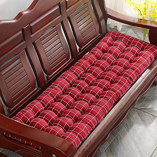 Ruby Lil Jardin Terrasse Coussin De Banc, Coussin De Chaise Haut, Coussin Transat Épais,Coussin Chaise Longue,Rembourré pour Couverture Seating Voyage De Vacances (Cushion Uniquement),Rouge,55x160cm