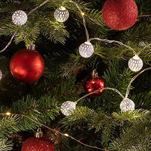 com-four® 2x LED Lichterkette mit Kugeln, Lichterkette mit LED-Licht | Dekorative Beleuchtung für Weihnachten - Geburtstag - Hochzeit oder Party
