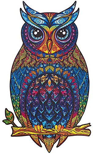 UNIDRAGON Original Holzpuzzle — Charmante Eule, 650 Teile, Royal Größe 13.8 x 23.5 Zoll (35 x 60 cm) Schöne Geschenkverpackung, Einzigartige Form Erwachsene und