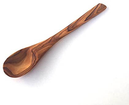 Cucchiaio da tavola a forma fine, 20 cm, leggero, in legno, cucchiaio per gelato, cucchiaio per yogurt, cucchiaio per cereali, cucchiaio fatto a mano, legno d'ulivo di