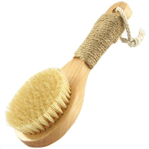 DXIUMZHP Bath Brush for Body Körperbürste Mit Kurzem Stiel Aus Massivem Holz Mit Rundem Kopf, Naturborstenhaar Sanfte Und Nicht Reizende Körperwäsche, Rutschfester Griff