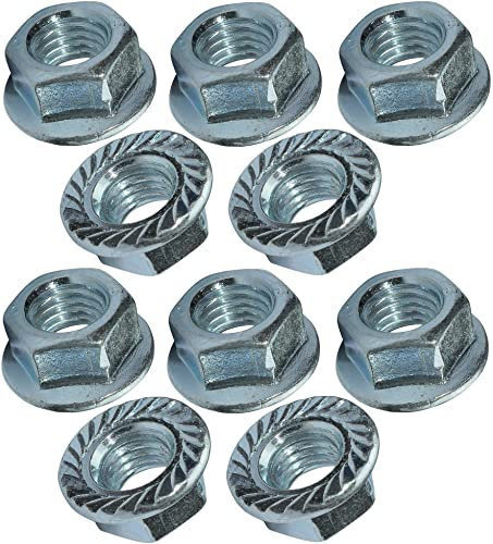 AERZETIX - C49645 - Lot de 10 écrous hexagonaux à collerette/embase crantée M10 Ø extérieur 20mm - en acier au carbone - écrou de sécurité autofreiné