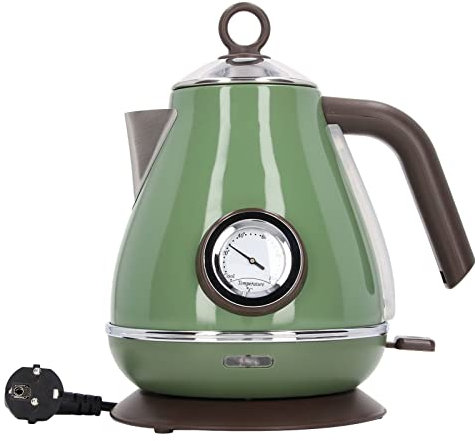 Bouilloire électrique, 1,7 L Bouilloire électrique pour Faire Bouillir de L'eau avec Thermomètre, Bouilloire électrique Théière avec Arrêt Automatique et Protection contre(Vert foncé)