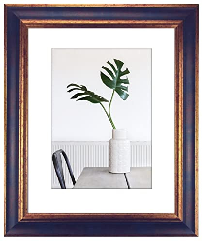 myposterframe Bilderrahmen Echtholz 60 x 80 cm Dysnomia – Edler Barockrahmen für Bilder, Photos & Gemälde – Hoch- & Querformat möglich – Blau Gold