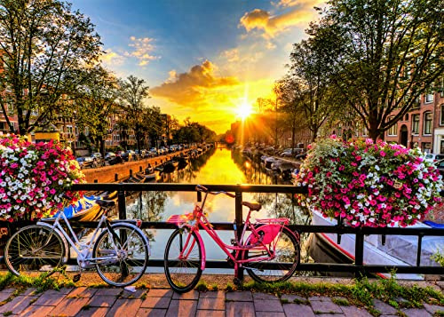 Amsterdam Sunrise Jigsaw Puzzles for Adults 1000 Pieces Netherlands Landscape Jigsaw Puzzles for Adults Gifts