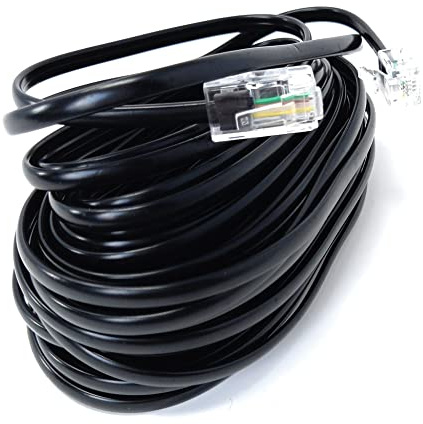 DRUT 10m Flat RJ11 to RJ45 Male to Male 4 wire Broadband, Modem Cable Lead 33ft Black