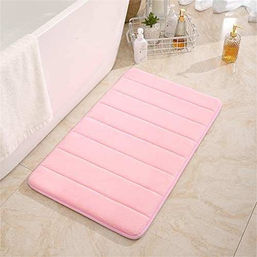 Hiseng Memory Foam Matte, Waschbar Anti-Rutsch Badematte, Super Wasserabsorbierende Weiche FußMatte Memoryschaum Badeteppiche, Leicht Zu Reinigen Badvorleger (40x120CM,Rosa)
