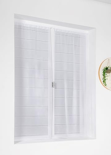 Linder Paire de vitrages CORDELETTE Blanc azuré et Noir en 55x120cm