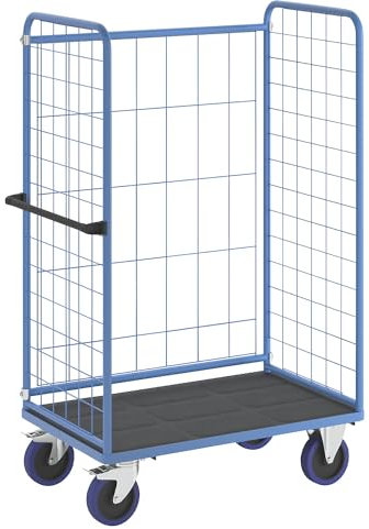 eurokraft | Etagenwagen | mit 3-seitigen Gitterwänden | Ladeflächen-LxB 1140 x 730 mm | 1 Etage