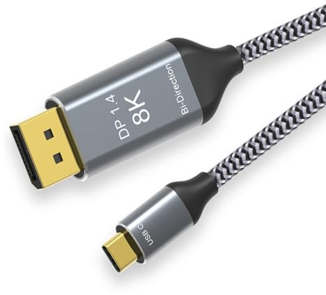CY Câble réversible DisplayPort DP Source vers USB 3.1 Type C USB-C, fiche mâle 8K HDTV, 1,8 m, pour moniteur d’ordinateur portable