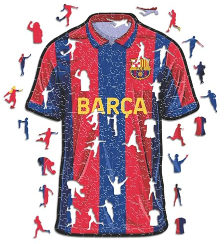 Iconic Puzzles, Barcelona T-shirt, officiell produkt, träpussel för vuxna och barn, 100% hållbart trä, storlek S 150 stycken