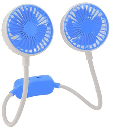 Klack Ventilador Portátil De Cuello Doble Cabeza, Ventilador Manos Libres Recargable Por USB - Azul