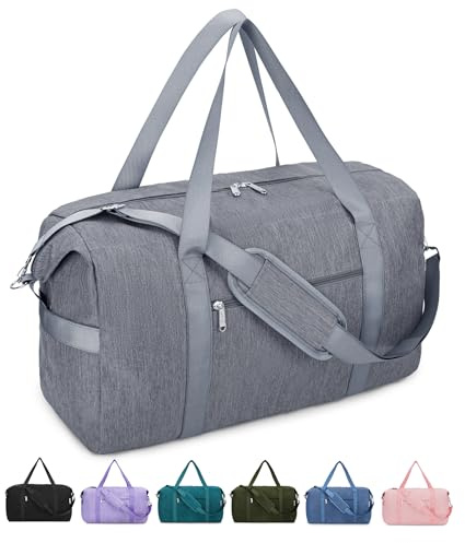 för Easyjet Airlines kabinväska 45 x 36 x 20 undersäte, vikbar duffelväska för resor, kappsäck, handbagage övernattning, för kvinnor och män, Grå, 52X35X22 CM
