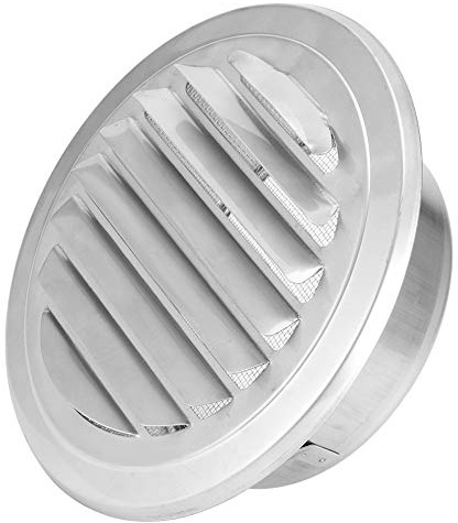 Stainless Steel Air Vents Cover, Ventilation Pipe Cover Round Flat Vent Grille with Screen Mesh 125mm Diameter Louvered Grille Cover for Exhaust Hood Hole, Ventilator Hole
