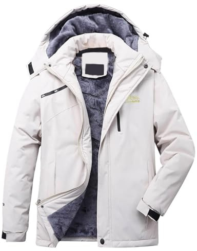 Jacket Coats for Women Fleece Lined Jacket Waterproof Windbreaker Hooded Raincoat Ladies Parka Coats Winter Warm Overcoat Outdoor Windproof Trench Camping Hiking Oversized Loose Fit