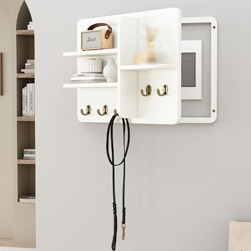 ZJHAHJY Abdeckung für elektrische Zähler, weißes Holz, Wandmontage, Trennkasten-Deckel, Holzregal mit Ablagebrett und Haken, mehrere Öffnungs- und Schließoptionen