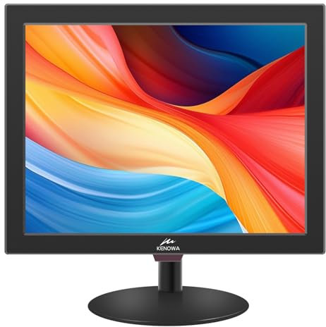 Kenowa 15 Zoll PC Monitor HDMI Bildschirm, Quadratischer Computer Monitor, 1024 x 768, LED Display,60 Hz, 5 Ms, Seitenverhältnis 4:3, 75 x 75 mm VESA, Anschluss mit VGA, HDMI, BNC, AV, TN-Panel