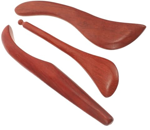 Gesichtsschaber Werkzeug in Braun für Täglichen Gebrauch | S Form, Fingerform und Stab Design, Leicht Einhändig Bedienbar, mit 3 Stück