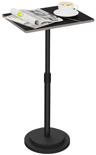 GUOHNHE Kleiner Beistelltisch, Nachttisch, Höhe 45-78 cm, Schwarz, 1 Stück | Höheneinstellbarer Kleiner Tisch mit Einfache Montage, Stylischer Couchtisch für Wohnzimmer, Schlafzimmer, Balkon, Büro