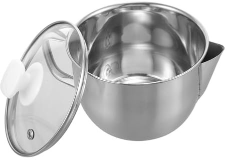 Mikinona Suppentopf mit Ausgießer und Glasdeckel Ölfilterdose für Einfache Fetttrennung für Zubereitung und Lagerung von Saucen und Brühen