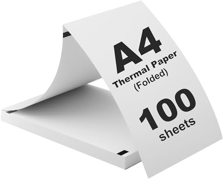 (100 Blatt) Thermopapier A4, Schnelltrocknendes Thermopapier A4, 210 x 297mm Kompatibel mit den Meisten Thermodruckern,BPA-freiThermodrucker Papier für Dokumente, Webseiten & Fotos (100)