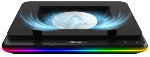 KLIM Turbofrost MAX - Base Refrigeradora Portátil RGB, con Potente Turbofan XL, para Portátil, 15.6-17, Nuevo Sistema para un Flujo de Aire Óptimo, Velocidad Ajustable, Pantalla LCD