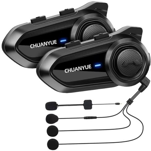 CHUANYUE R18 Motorrad Bluetooth Headset für bis zu 10 Motorräder (2pcs) | motorrad kommunikationssystem mit Reichweite von 2km,intercom Motorrad mit HiFi/Musik Teilen/FM/AI Sprache,Vier Musikeffekte