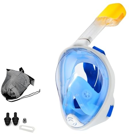 AOIQTTJNB Tauchermaske, 180° voller Gesicht, Tauchermaske, freie Atmung, Anti-Schock- und Anti-Leck-Technologie, mit einstellbarem Kopfband, geeignet für Erwachsene, Jugendliche, Kinder