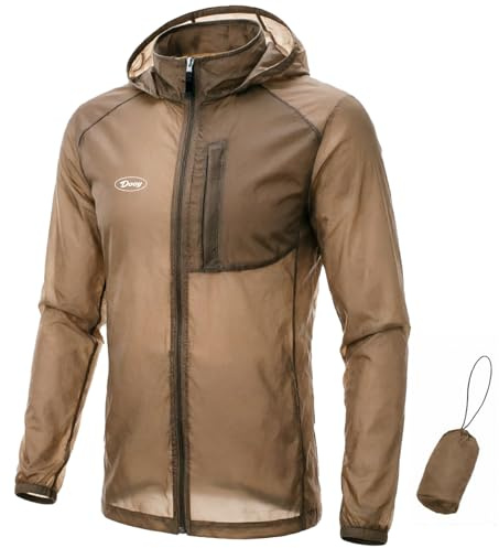 CGLRybO Fahrrad-Laufjacke, leicht, verstaubar, winddicht und sonnenschützend, Windbreaker für Fahrrad, Wandern, Outdoor-Arbeit und Reisen, atmungsaktiver Outdoor-Mantel, braun, L