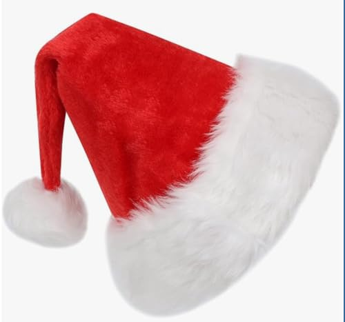 Weihnachtsmütze Nikolausmütze Plüsche - Rote Santa Mütze Warm Dicker Nikolaus Mütze - Erwachsene Weihnachtsmütze für Kinder - Familie Weihnachten