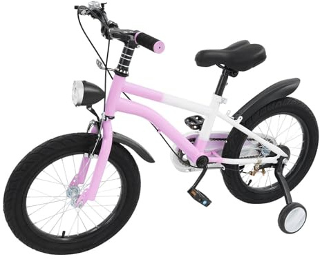 HUOMMGS Kinderfahrrad 16 Zoll Kinder Fahrrad für ab 5-8 Jahre Höhenverstellbar Jugend Fahrrad Upgraded Kinderfahrrad mit Stützrädern, LED Licht Anfänger Fahrrads für Jungen & Mädchen