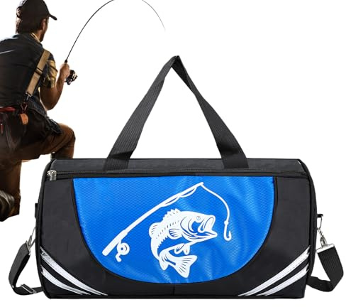 Hobngmuc Angeltasche – wasserdichte Angeltasche – multifunktionaler Angel-Organizer für Outdoor, Camping, See, Salzwasser, Süßwasser, Kajak, Reisen, Boot, Sport, blau, Refer to Description