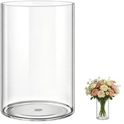 MELEJIA Vasi in Acrilico Rotondo Trasparente, Vaso Indistruttibile Leggero - Diametro 12cm x Altezza 20cm, Vasi Trasparente Resistente per Fiori Freschi/Finti, Decorazione Interna/Esternea