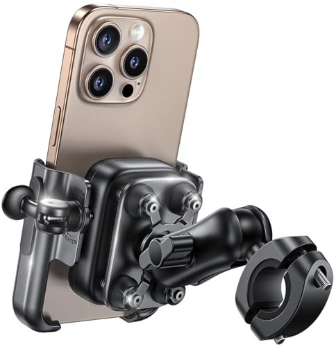 Lamicall Handyhalterung Motorrad, Fahrrad Handyhalter - [Ganzmetall & Ideal für Videos] Vibrationsgedämpfte Handy Halterung Motorrad, Lenker Halter mit Verlängerungsarm, für iPhone 17/16, 4,7-7,2 Zoll