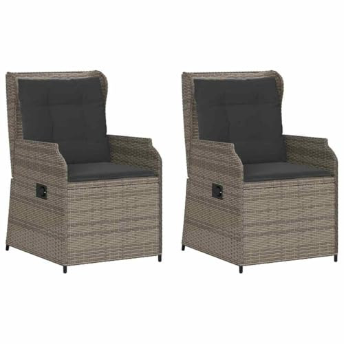 SDWEHBJ Gartenstühle 2er Set, Gartenstuhl PE Rattan, Balkonstuhl, Terrassenstuhl, Gartensessel Stühle für Garten, Balkon, 55 x 67 x 95 cm Grau Poly Rattan